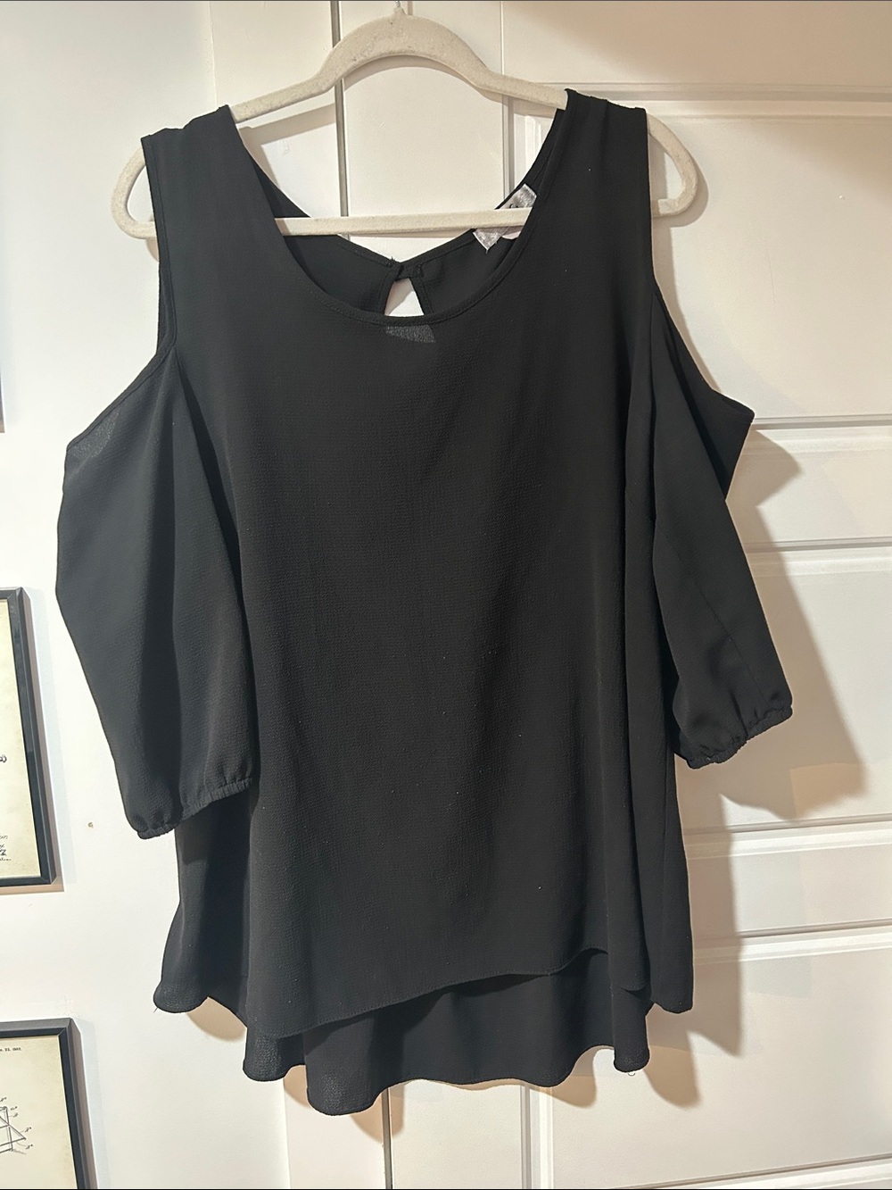 Women's Black Cold-Shoulder Blouse